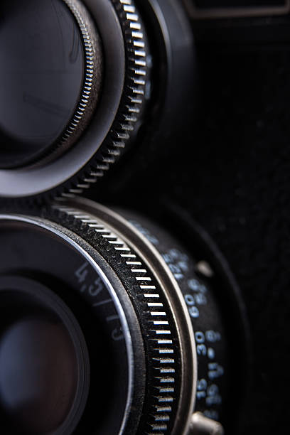 Detail shot of a vintage twin lens reflex camera