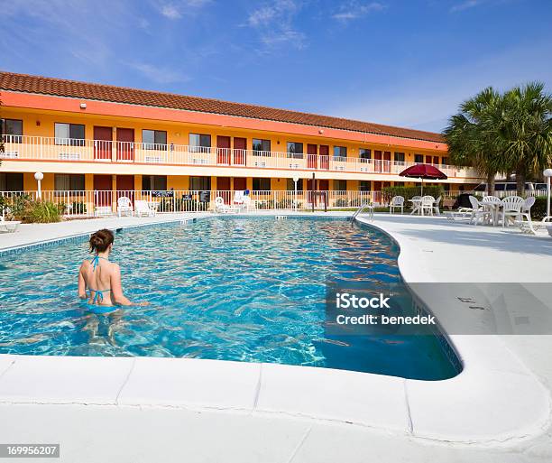 Hotel Swimming Pool Stock Photo - Download Image Now - Motel, Swimming Pool, USA