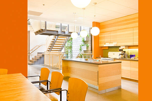 Large, Modern Kitchen Large, modern style kitchen orange color dining room stock pictures, royalty-free photos & images