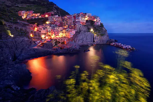 Manarola in the night, Cinque Terre, Liguria, Italy