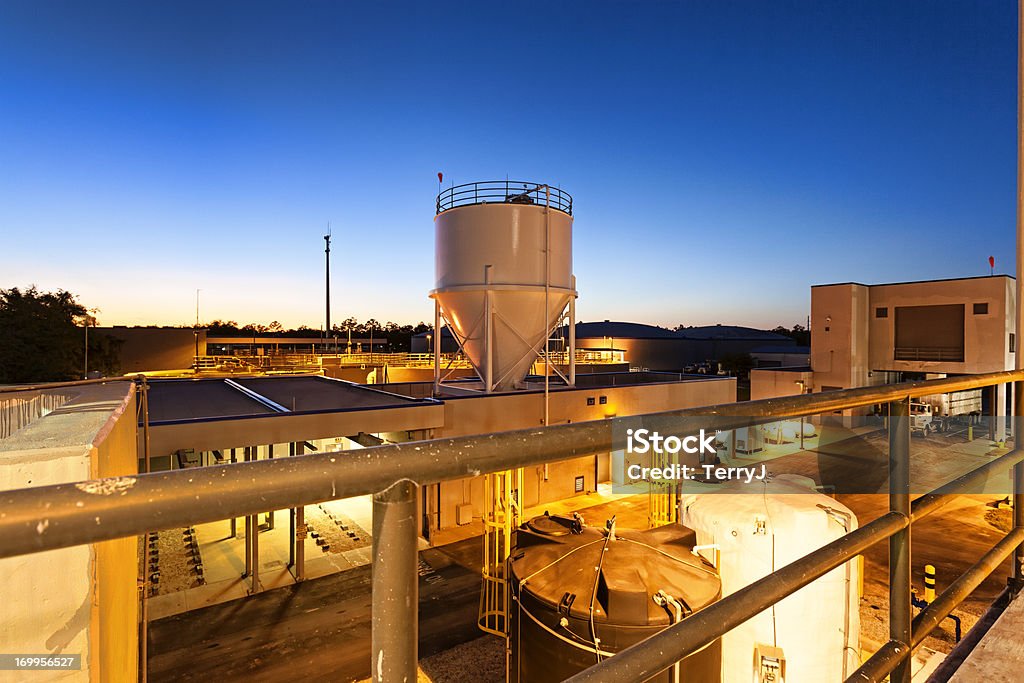 Water Plant Evening photo of a public water facility. (filter applied) Toxic Waste Stock Photo