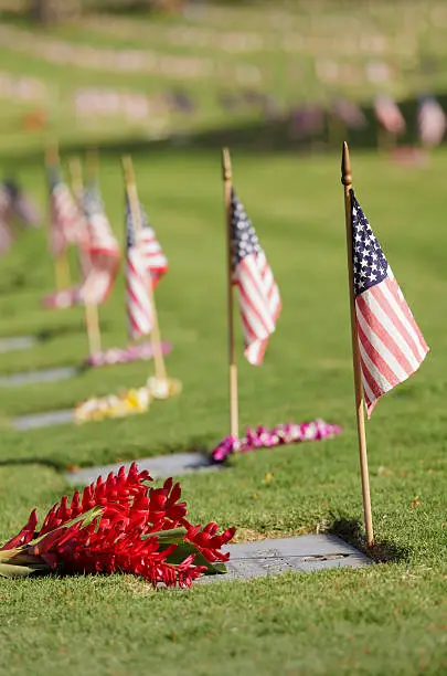 Memorial Day at Punchbowl National Cemetery (aka National Memorial Cemetery of the Pacific); shallow focus.