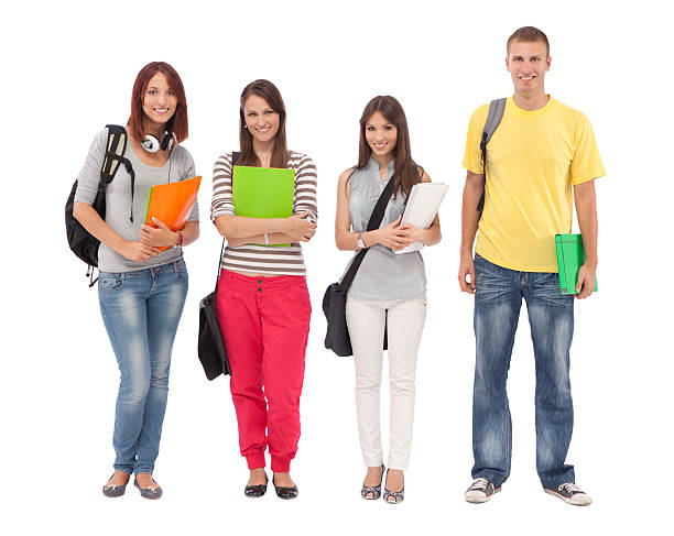 istock Group of students standing in a row. 169957960