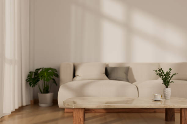 istock A modern minimalist living room interior design with a comfortable white couch and a white wall. 1699580245