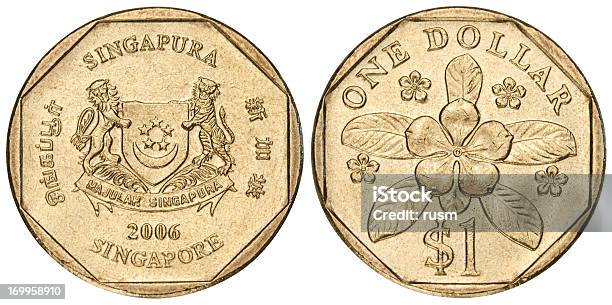 Singapore Dollar On White Background Stock Photo - Download Image Now - Singapore Coin, Singapore, Dollar Sign