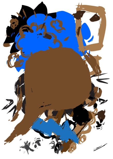 istock Black, blue and brown graffiti speech bubble. Abstract modern Messaging sign street art decoration, Discussion icon performed in urban painting style. 1699594543