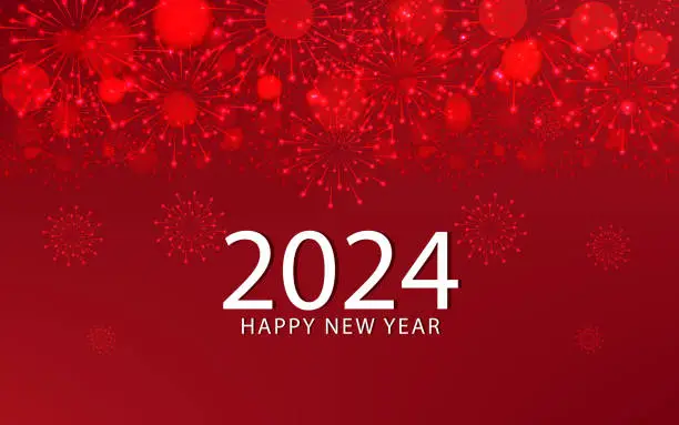 Vector illustration of 2024 Happy New Year Background with Fireworks
