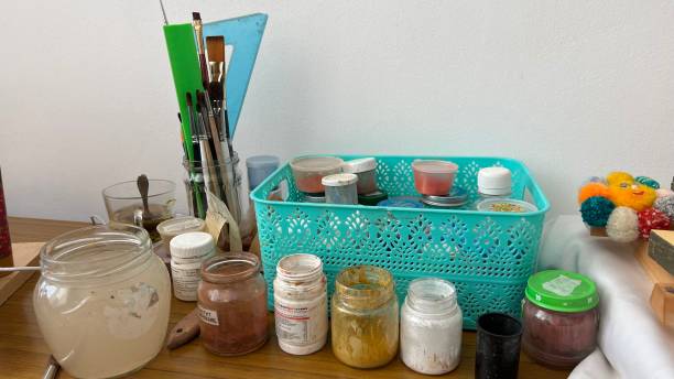 istock Glass jars are used for paints 1699604030