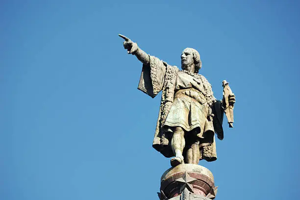 Christopher Columbus monument close to Las Ramblas in Barcelona, Spain.
