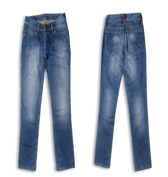 istock Denim texture in close up view with copy space isolate on white background with clipping path. Blue jeans pattern no seam with macro to preset about classic fashion cloths concept. Indigo color fabric 1699613516