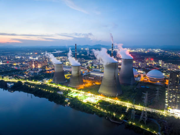 night scene of power station
