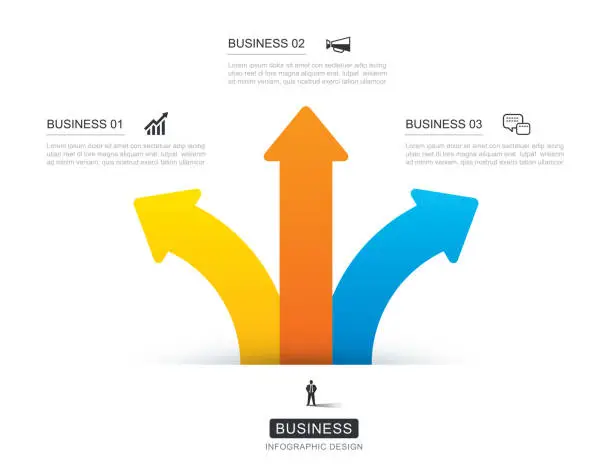 Vector illustration of 3 data infographics arrow way template. Vector illustration abstract background.