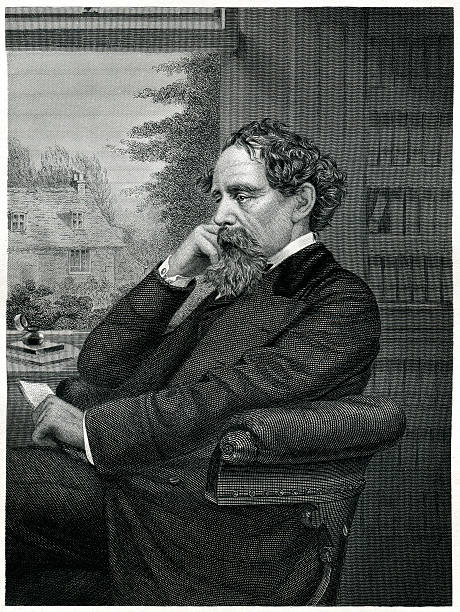 Charles Dickens Engraving From 1873 Featuring British Author, Charles Dickens.  Dickens Lived From 1812 Until 1870. charles dickens stock illustrations