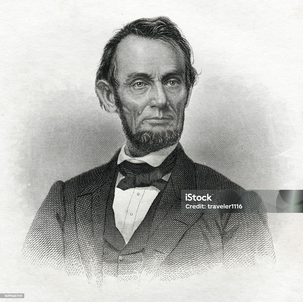 Abraham Lincoln Engraving From 1868 Featuring The 16th American President, Abraham Lincoln.  Lincoln Lived From 1809 Until 1865. Abraham Lincoln stock illustration