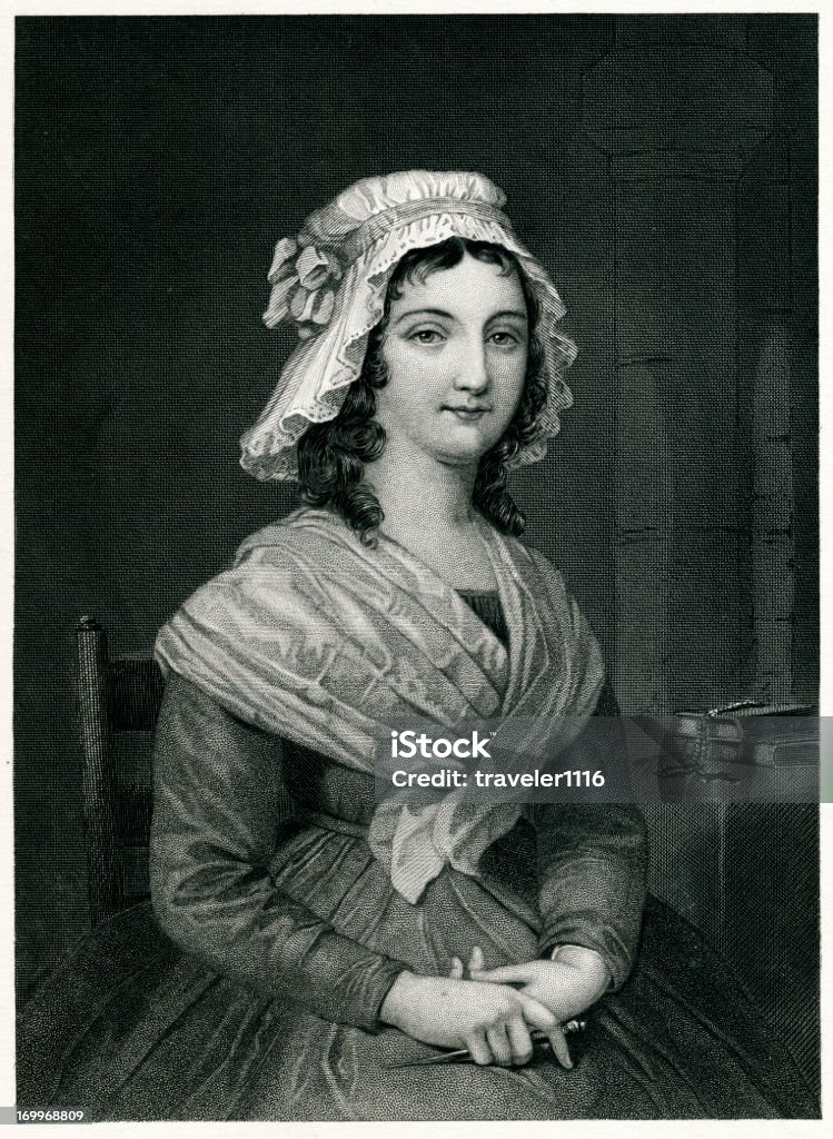 Charlotte Corday Engraving From 1873 Featuring An Important Figure In The French Revolution Known For Murdering Jean-Paul Marat, Charlotte Corday.  Corday Lived From 1768 Until 1793 When She Was Executed For The Murder. Women stock illustration