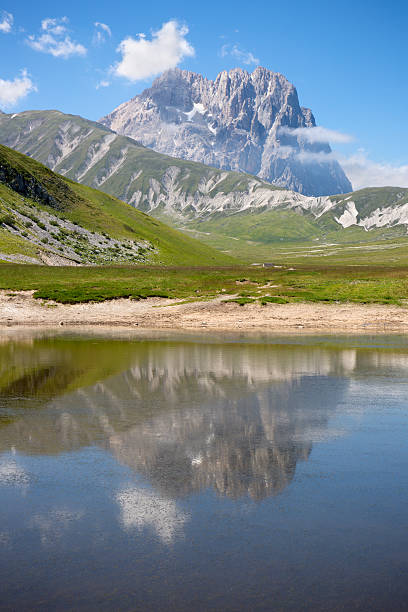 istock Mountain lake and Corno Grande-Campo Imperatore, Abruzzi Italy 169968836