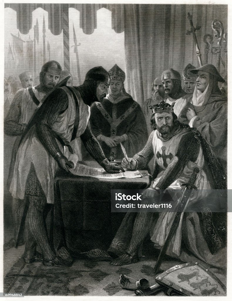 João assinar a Magna Carta de - Royalty-free Magna Carta - Documento histórico Ilustração de stock