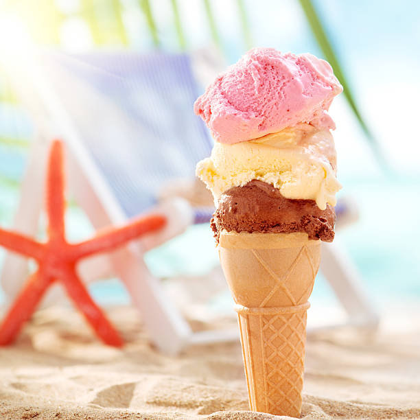 Melting ice cream on the beach