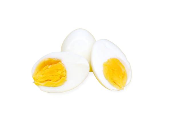 istock boiled egg isolated on white background. Hard boiled egg on isolated background. Breakfast concept 1699689951