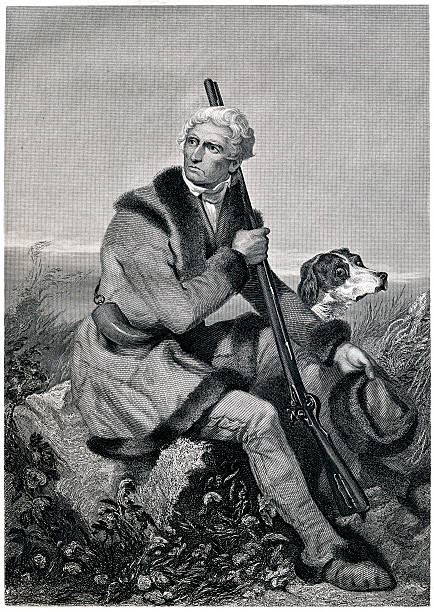 daniel boone - heroes fame old fashioned men stock-grafiken, -clipart, -cartoons und -symbole