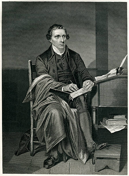 Patrick Henry Engraving From 1867 Featuring One Of America's Founding Father's And Governor Of Virginia, Patrick Henry.  Henry Lived From 1736 Until 1799. governor stock illustrations