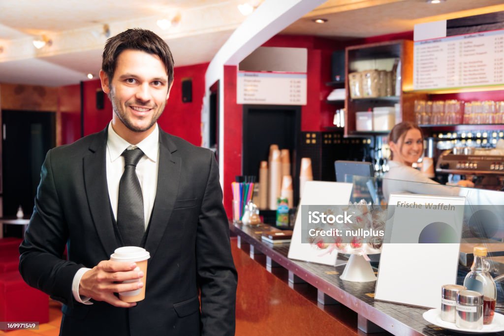 사업가 도출함 그릐 어얼리-아침 커피 - 로열티 프리 고객 스톡 사진