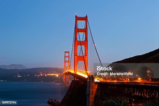 Golden Gate Bridge Bei Nacht Stockfoto und mehr Bilder von Abenddämmerung - Abenddämmerung, Alge, Architektur