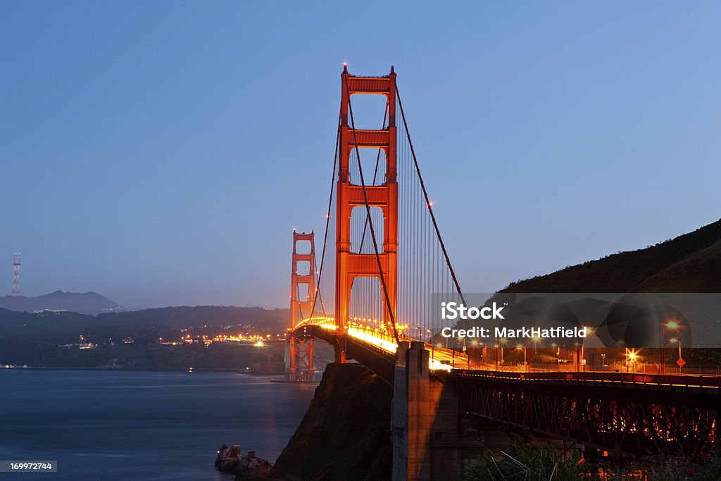 Golden Gate Bridge di notte - Foto stock royalty-free di Acqua