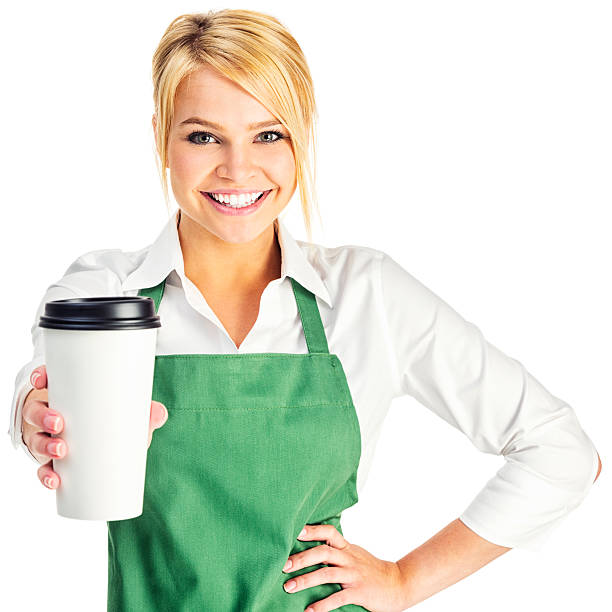 Attractive Young Barista with Coffee to Go