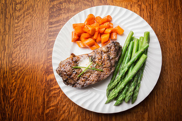 Big Rib Eye Steak  with asparagus on the side