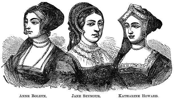 trzy wives z henry viii - anne boleyn stock illustrations