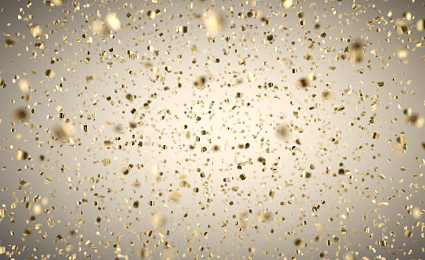 Gold Confetti Rain - Depth Of Field stock photo