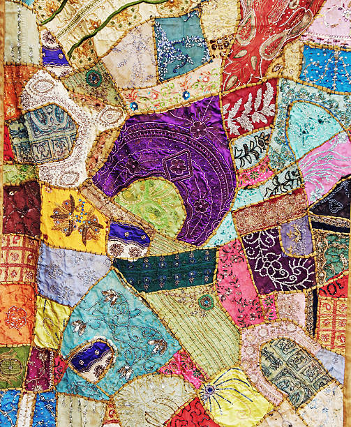 manualidad multicolored mosaico de rajastán, india - quilt patchwork pattern indian culture fotografías e imágenes de stock