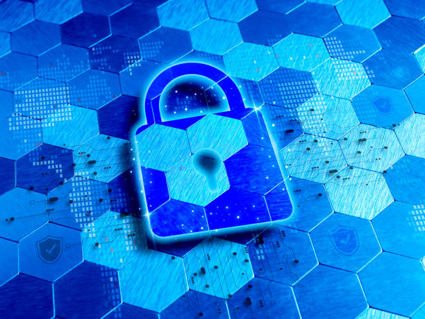 istock Cyber security, digital data protection, privacy online business internet technology concepts. Big lock icon on hexagon network background with shield symbol circuit, future cyber tech web service. 1699765874