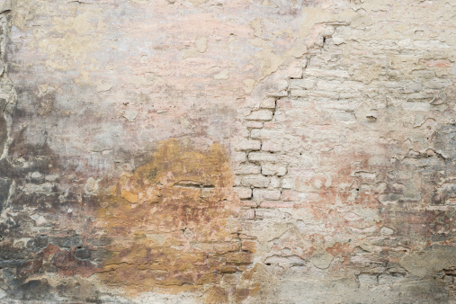 Old Cracked Plastered Medieval Roman Brick Wall Background Texture
