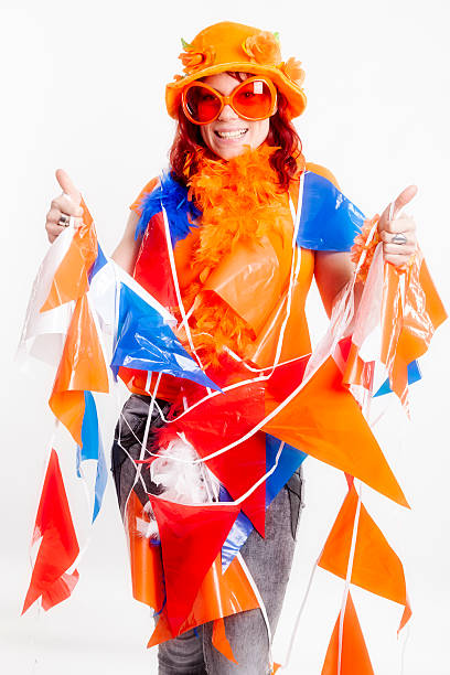 вентилятор с флаги - fan dutch flag women colors стоковые фото и изображения