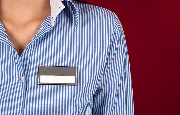 Photo of Blank Name Tag on Shirt