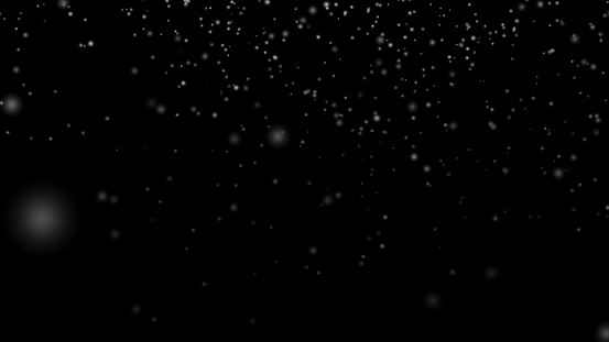 Falling Snow down On The Black Background.