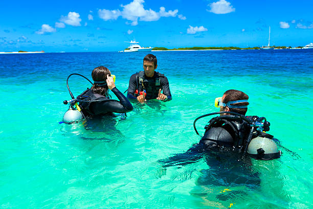 Diving training in a tropical turquoise island