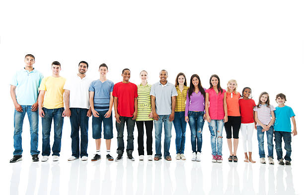 istock Large group of people standing next to each other. 169980547