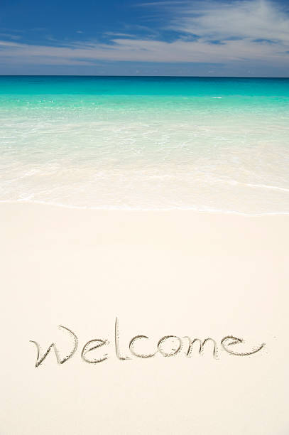 istock Welcome Message on Welcoming Tropical Beach 169981042
