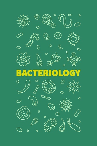 Bacteriology vector Science concept vertical banner or illustration in thin line style