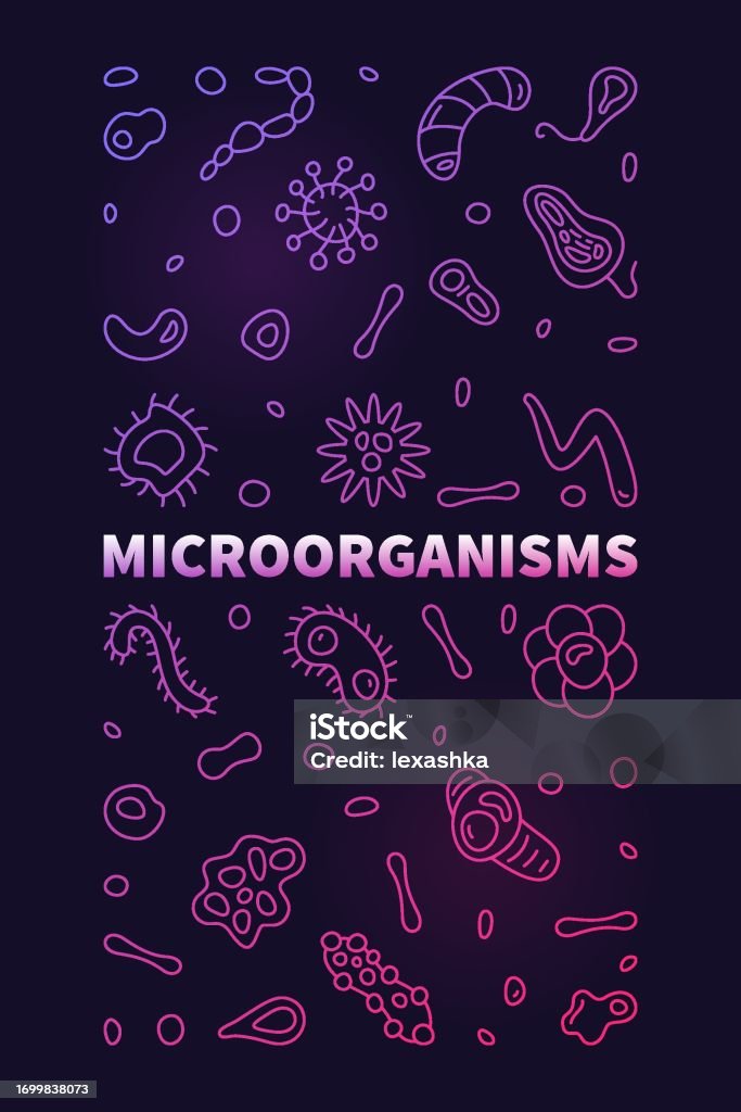 Microorganisms Vector Background Microorganisms Vector Micro Organisms Concept Outline Colored Vertical ...