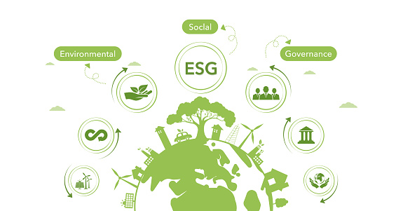 Banner ESG Icon Environmental Society and governance, ESG concepts regarding a green society.