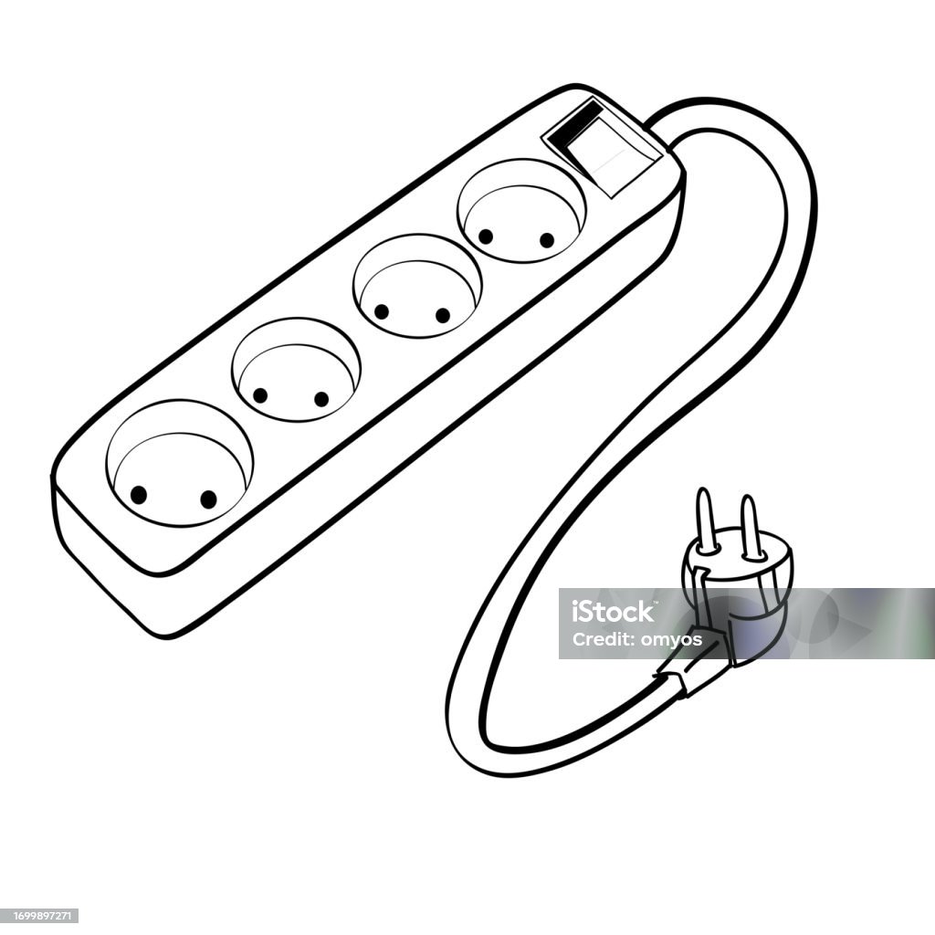 Simple Computer Cable Drawing Cable Plug Simple Vector Hand Draw Sketch Doodle Stock Illustration ...