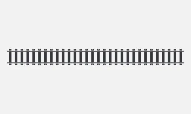 Vector illustration of Straight railway. Travel path, train construction element. Railroad. vector