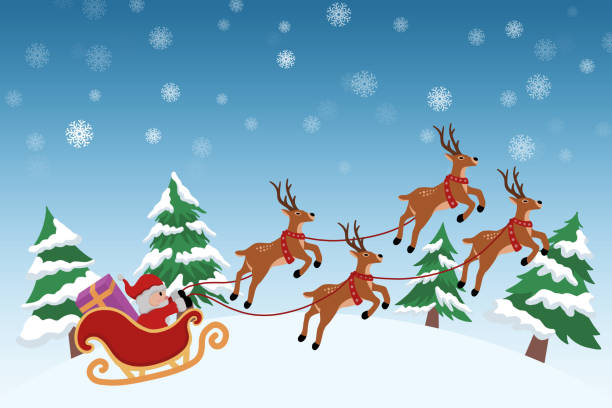 istock Christmas Background with Santa Claus, Christmas Tree, Snowman, Deer, Snow. Christmas Frame Background. Merry Christmas Background. Happy Christmas Day Background. Xmas Day Illustration 1699902800
