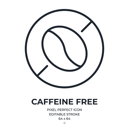 Caffeine free editable stroke outline icon isolated on white background flat vector illustration. Pixel perfect. 64 x 64.