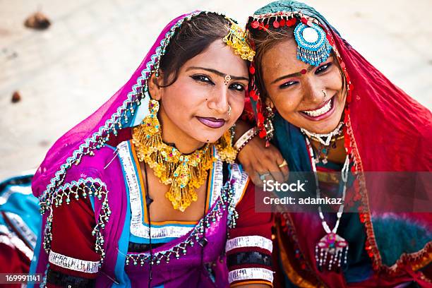 Indian Girls Smiling In Rajasthan Desert Stock Photo - Download Image Now - Bollywood, Pushkar, India
