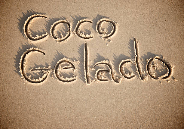 istock Coco Gelado Chilled Brazilian Coconut Message in Sand 169992354